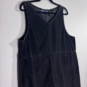 Erika II & Co Black Cotton Sleeveless Denim Dress 1X Midi Pockets Plus Size